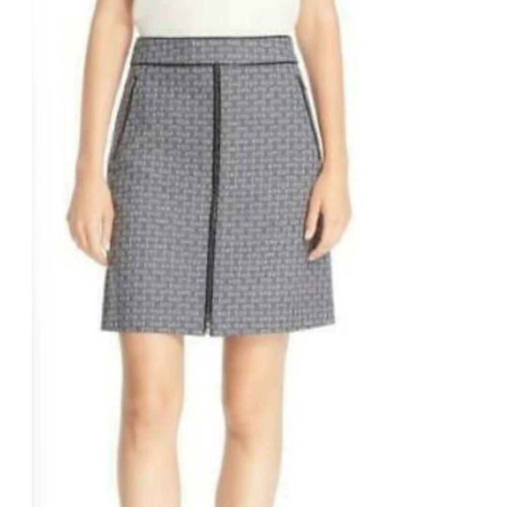 Tory Burch Chaumont A Line Jacquard Mini Skirt Gray Lined Womens Size 8